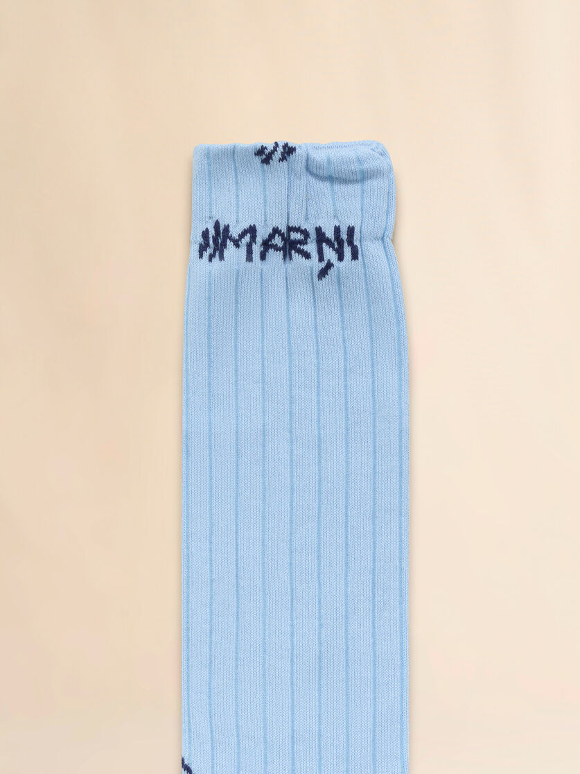 LIGHT BLUE RIBBED COTTON SOCKS WITH MARNI MENDING - 3