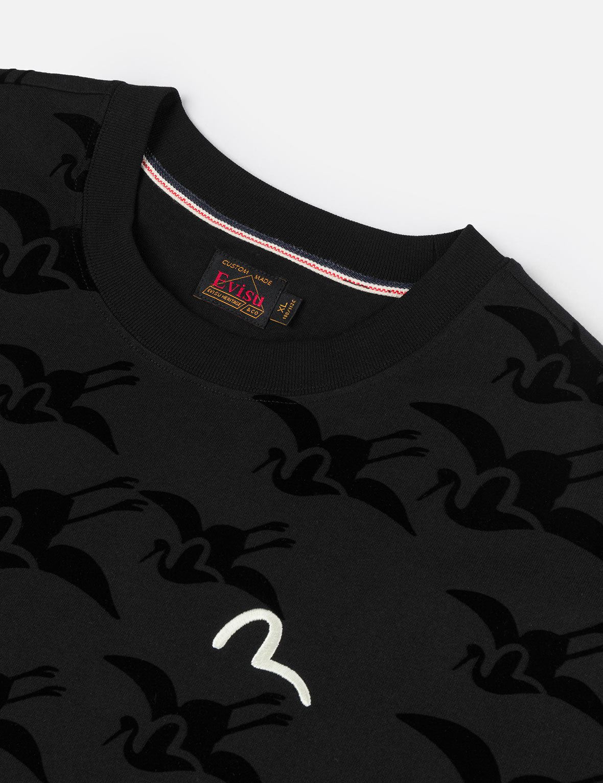 Allover Seagull Crane Flocking Print Relax Fit T-shirt - 8