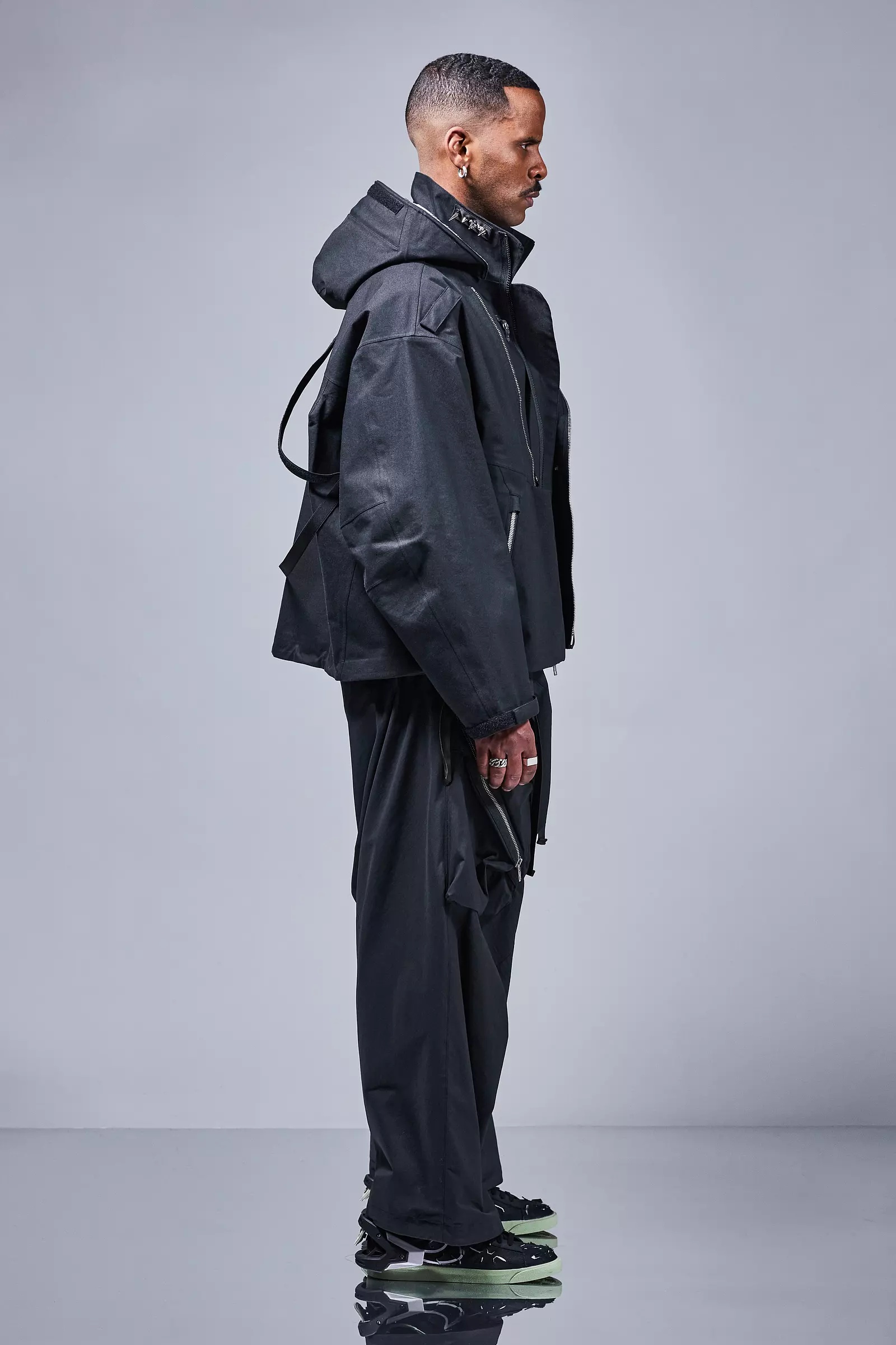 P30AL-E Encapsulated Nylon Ultrawide Drawcord Cargo Trouser Black - 7