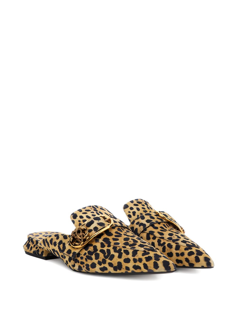 leopard-print pointed-toe flat pumps - 2