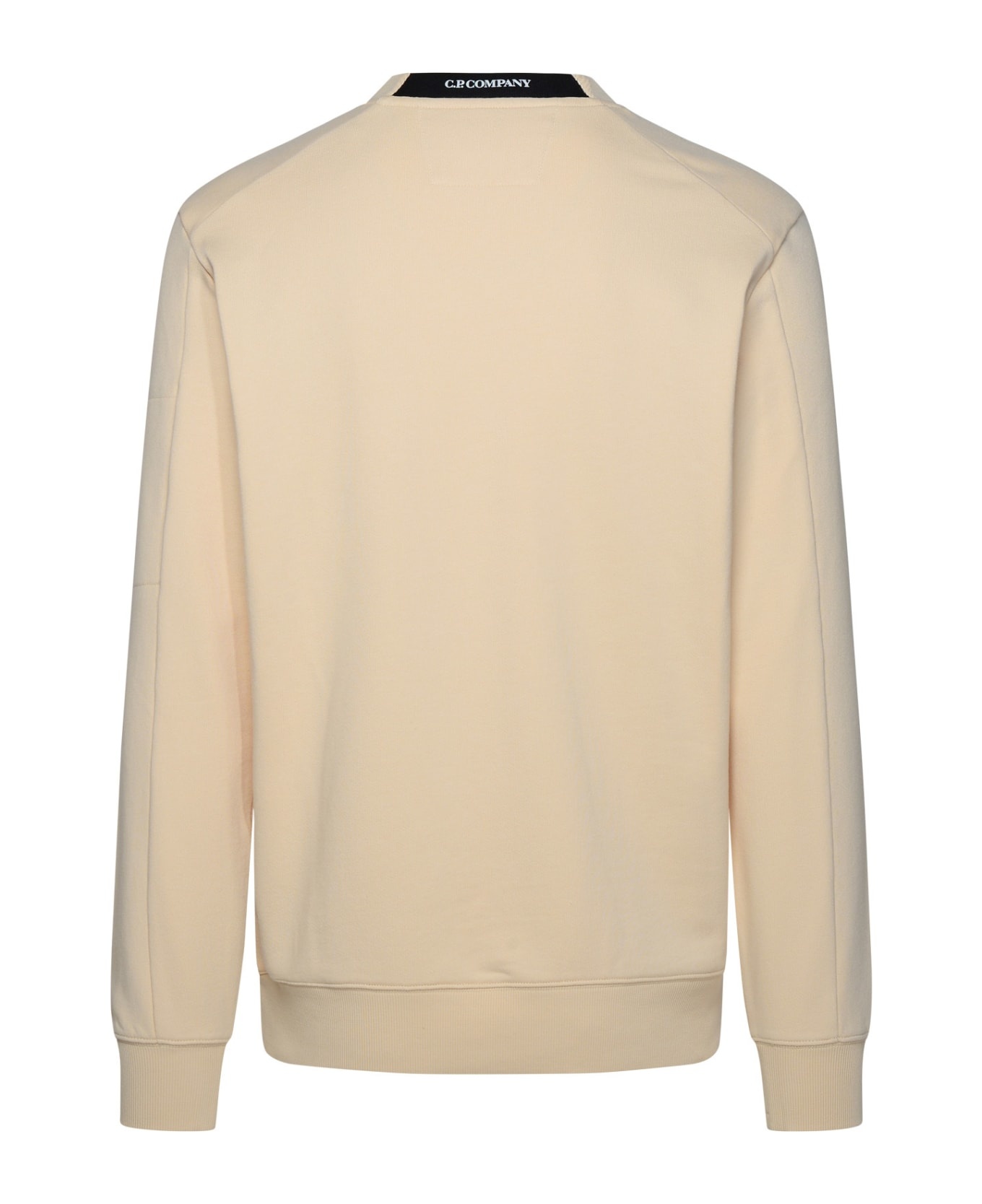 'diagonal Raised Fleece' Beige Cotton Sweatshirt - 3