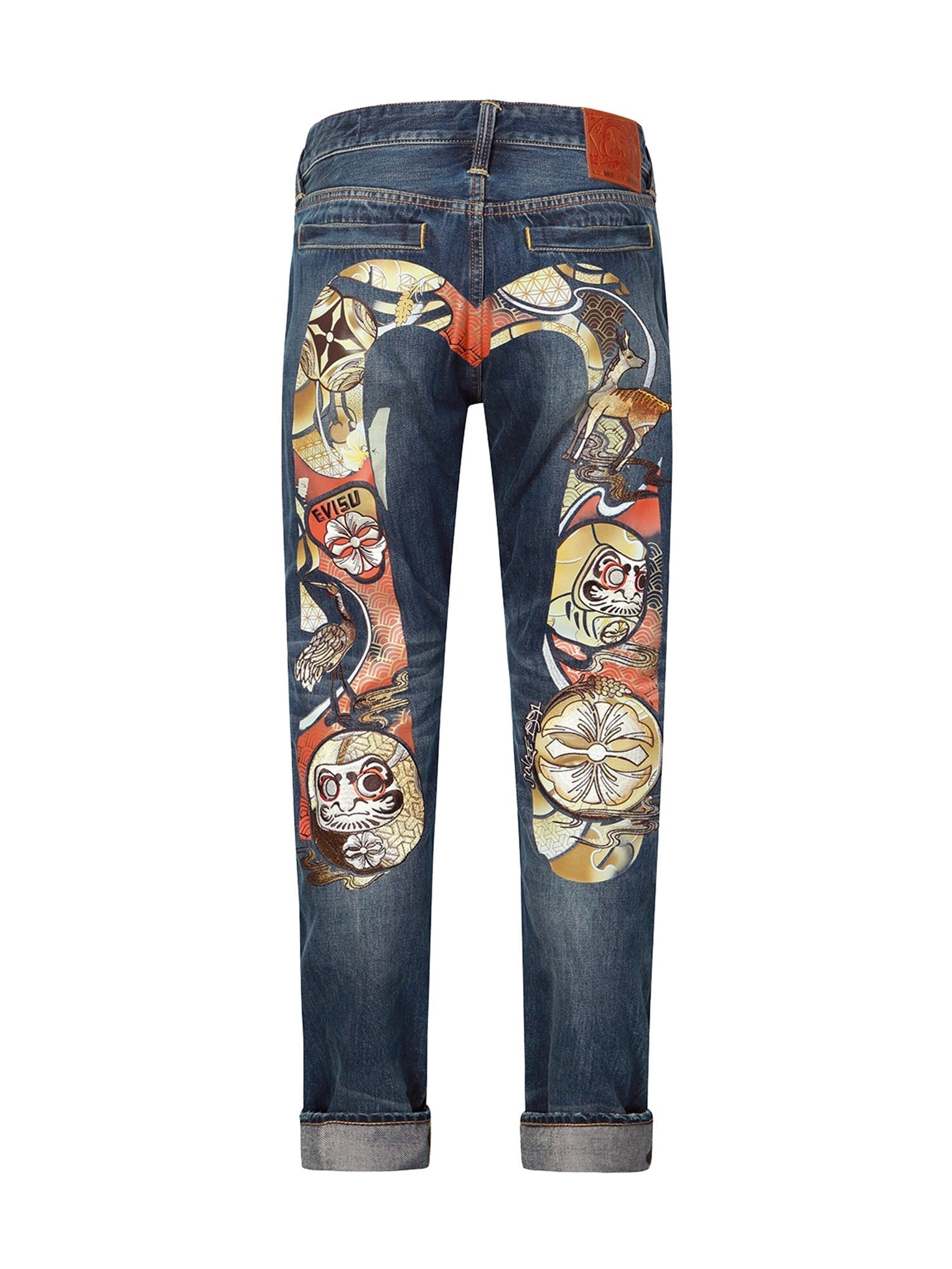 HANAFUDA DARUMA DAICOCK EMBROIDERY CARROT FIT DENIM JEANS #2017 - 14
