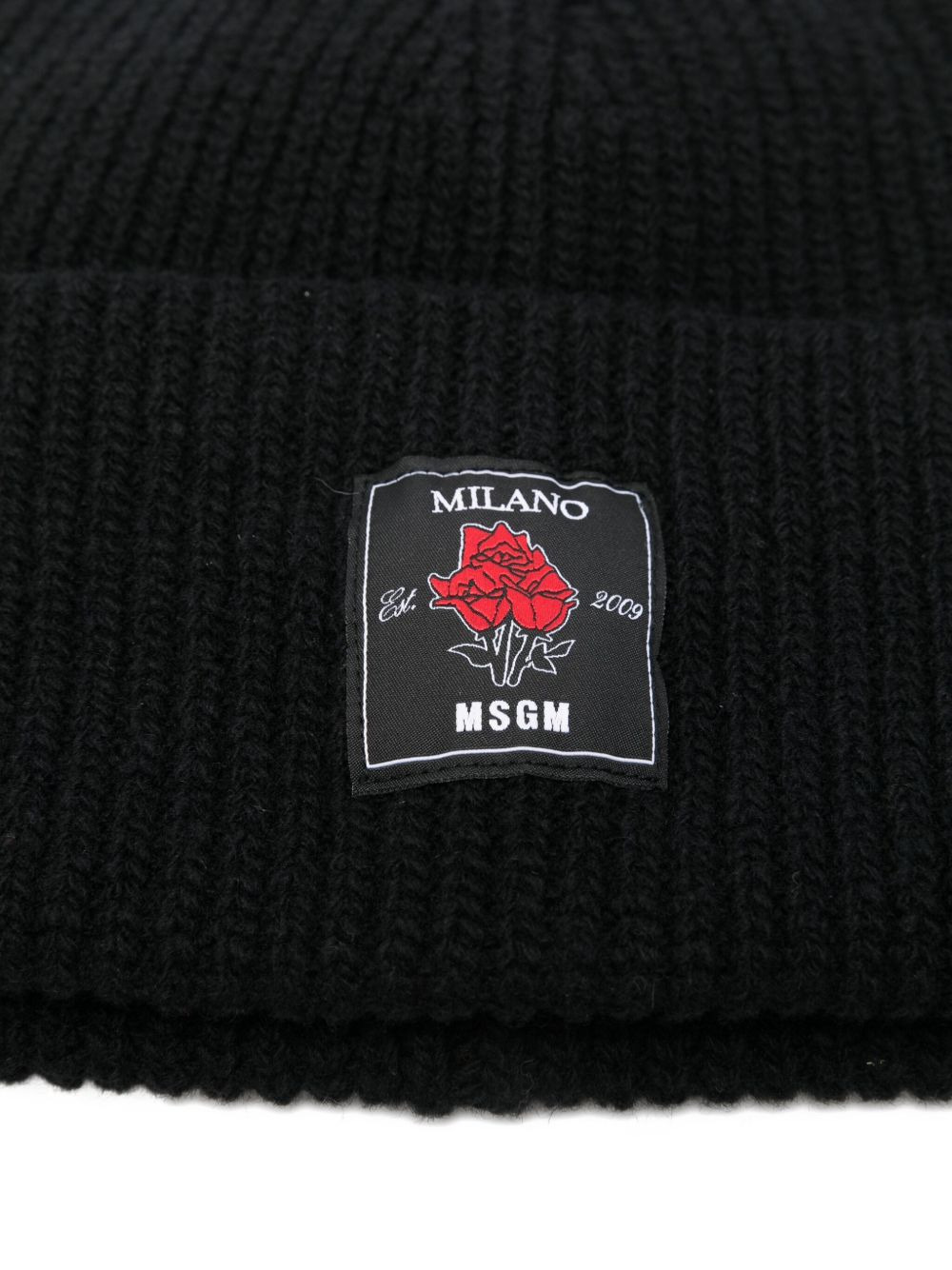 ribbed-wool logo-patch beanie hat - 2