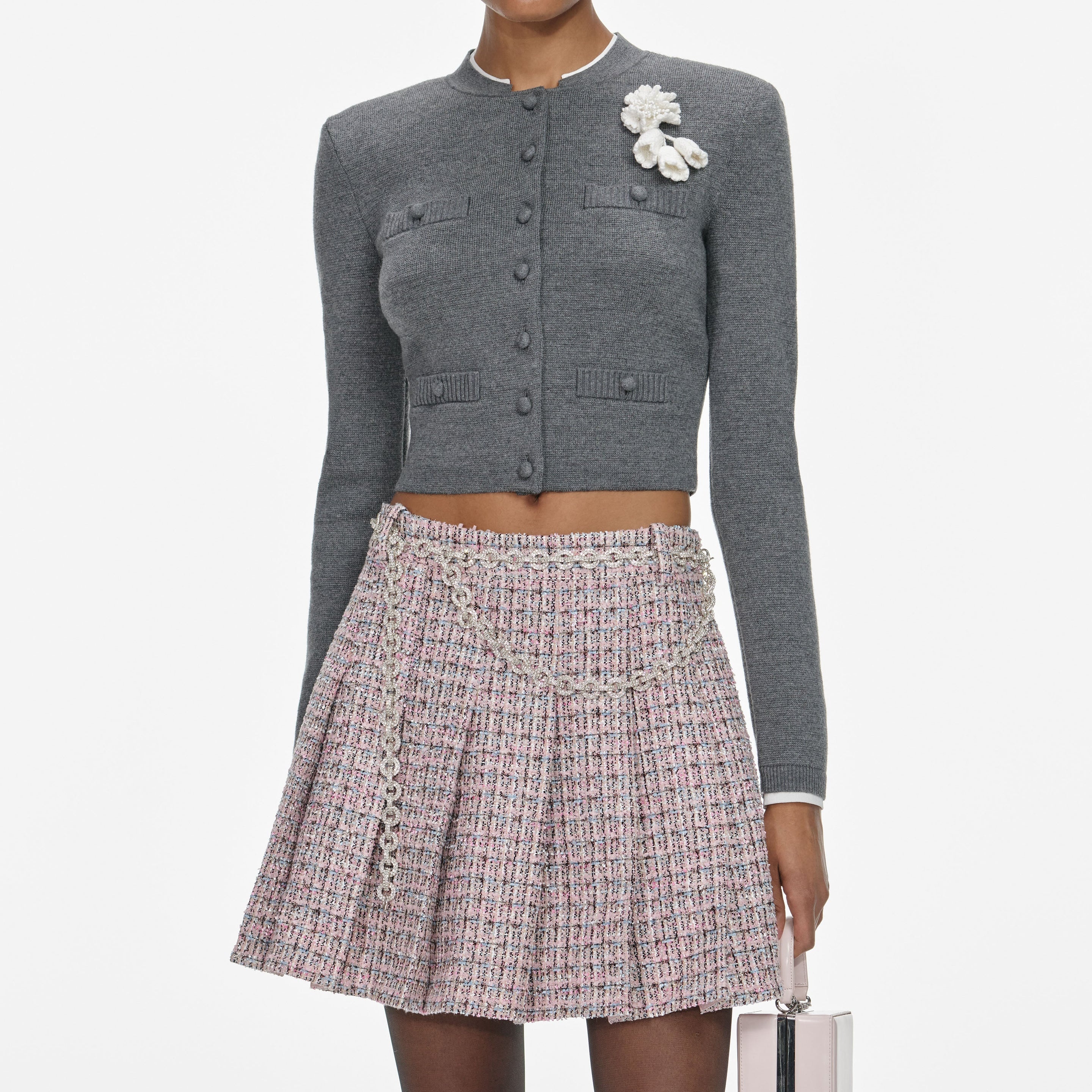 Grey Crochet Flower Cardigan - 4