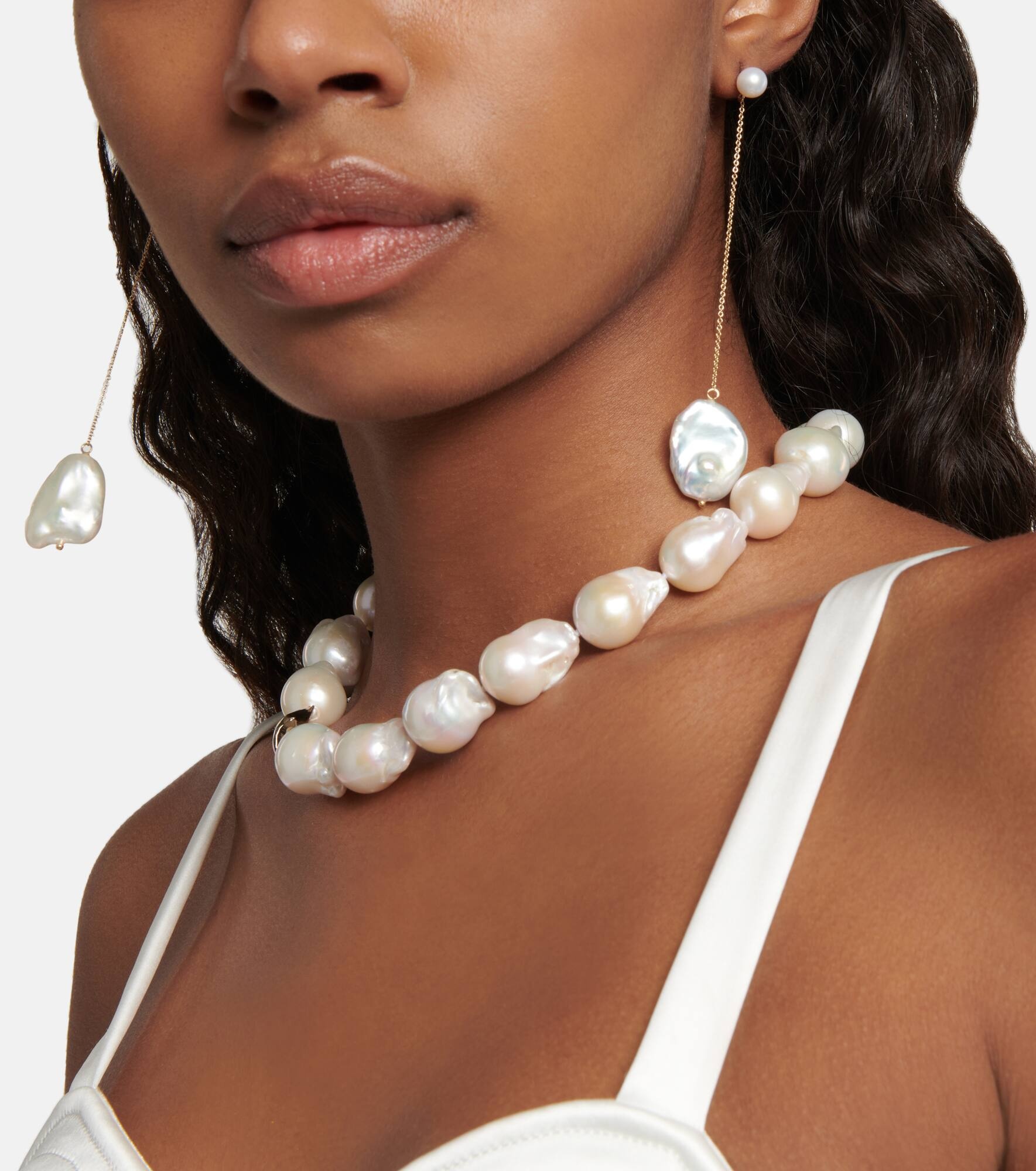14kt gold drop earrings with pearls - 5