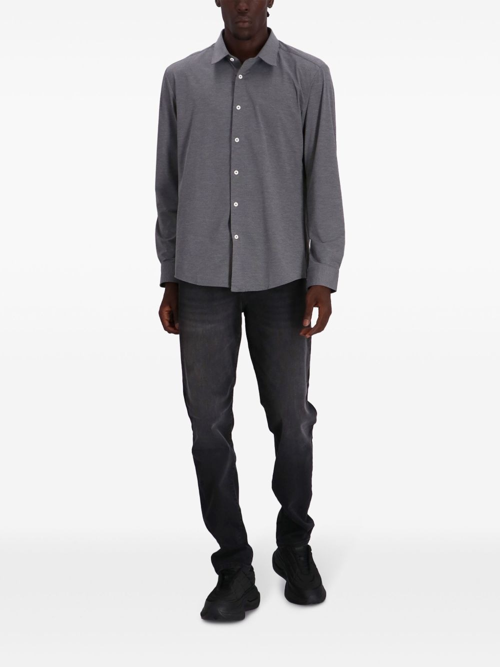slim-fit performance-stretch jersey melange shirt - 2