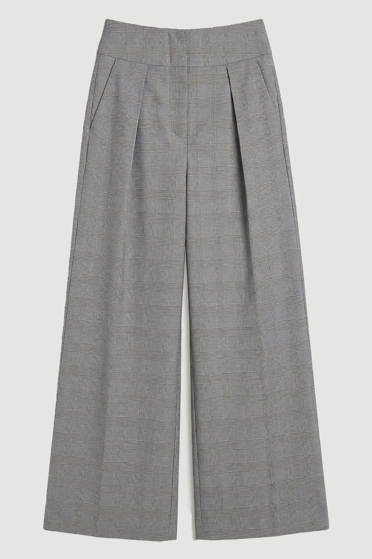 Soft Tailored Check High Waist Wide Leg Trouser - 1
