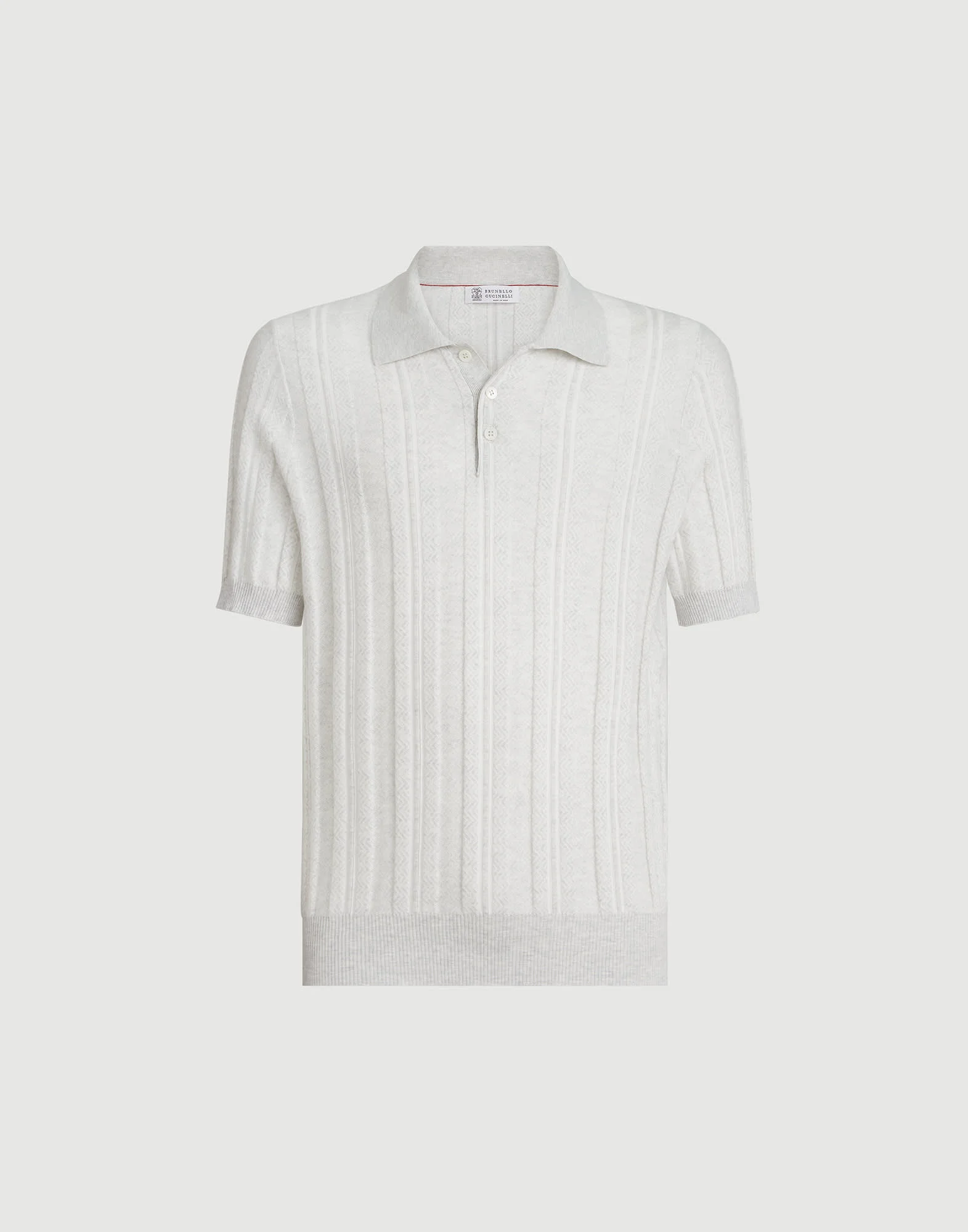 Cotton jacquard rib knit polo shirt - 1