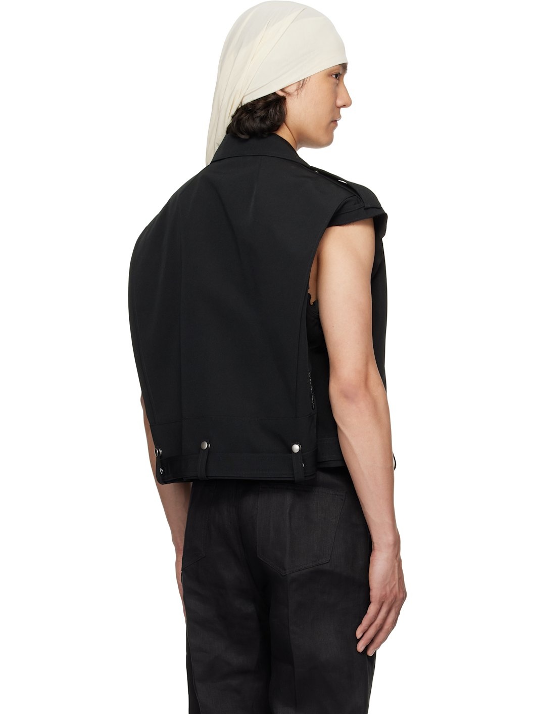Black Hollywood Cropped Jumbo Bauhaus Stooges Vest - 3