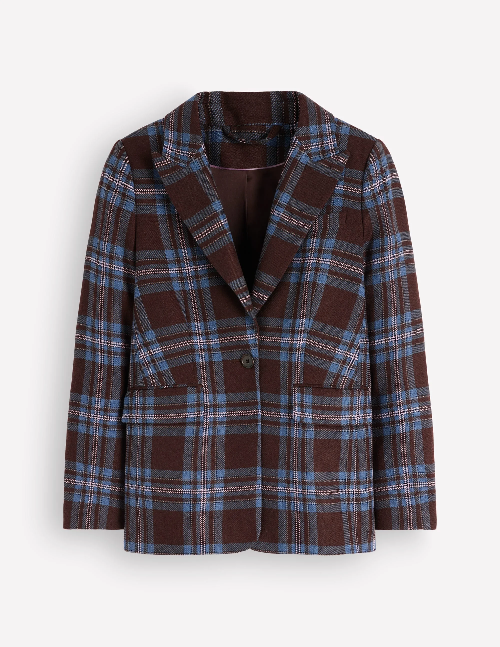Woodbridge Wool Blend Blazer-Brown, Blue and Pink Check - 1