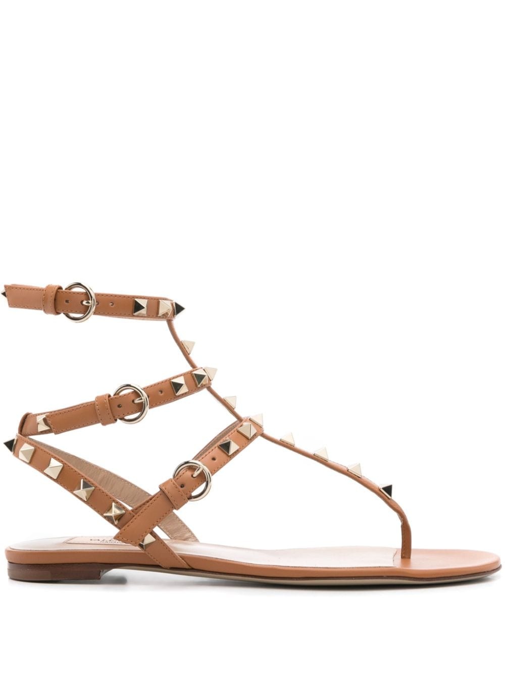 Rockstud leather flat sandals - 1