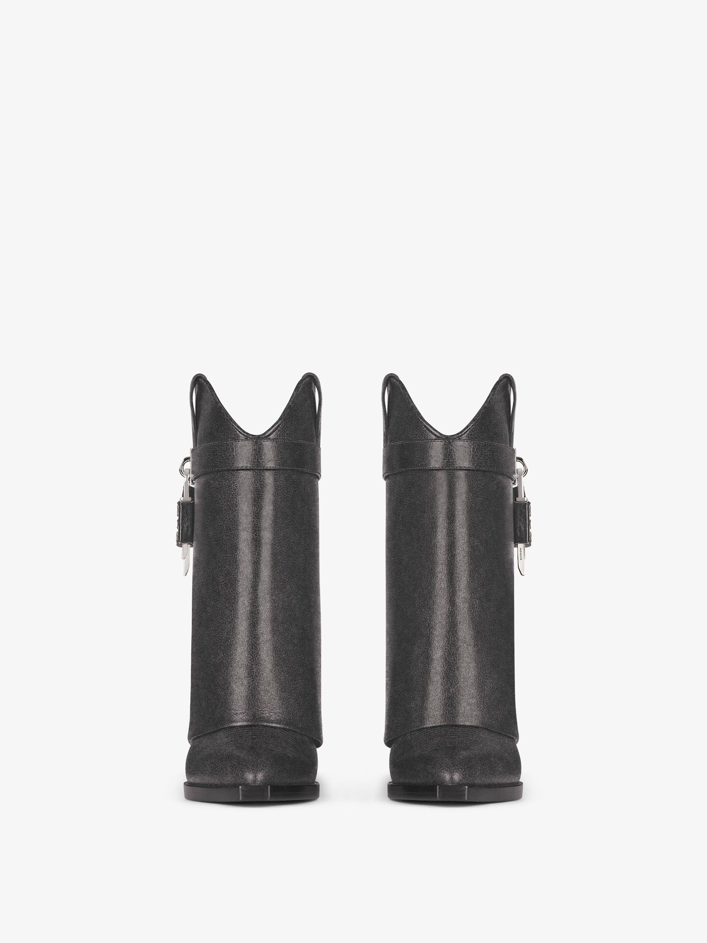 SHARK LOCK COWBOY ANKLE BOOTS IN AGED LEATHER - 2