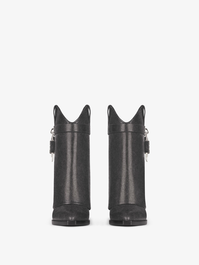 Givenchy SHARK LOCK COWBOY ANKLE BOOTS IN AGED LEATHER outlook