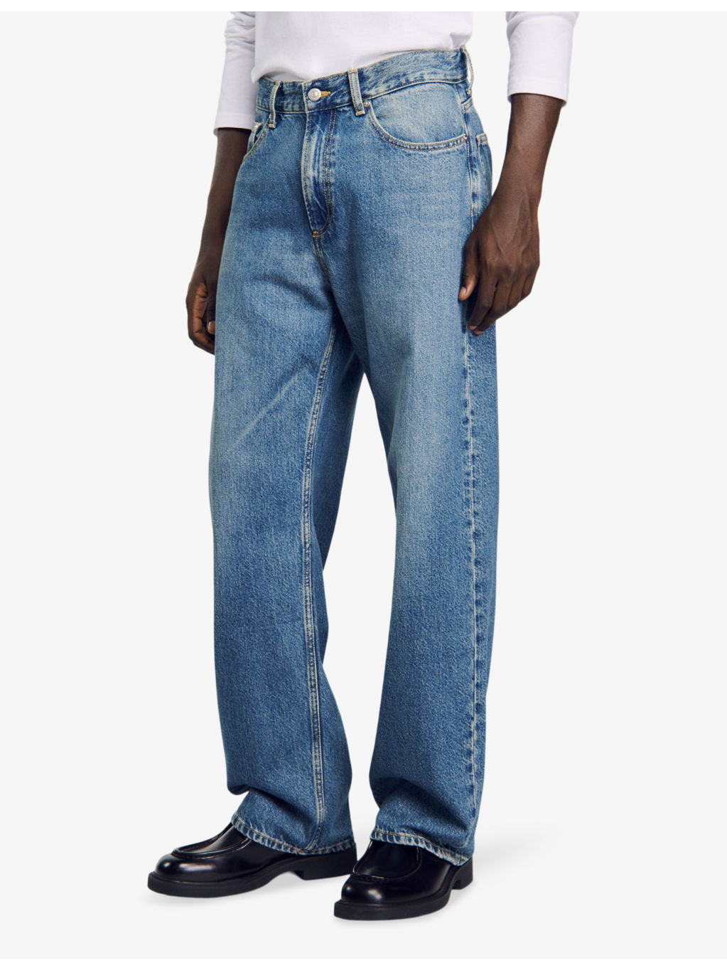 Faded-wash straight-leg relaxed-fit jeans - 3