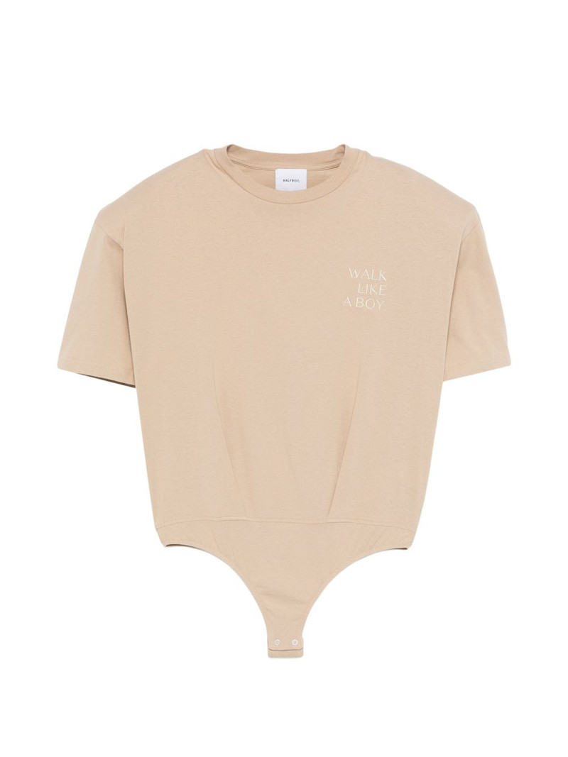 slogan-print darted bodysuit 1