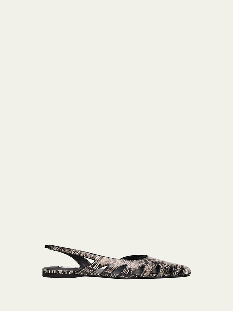Snakeskin Leather Slingback Flats 1