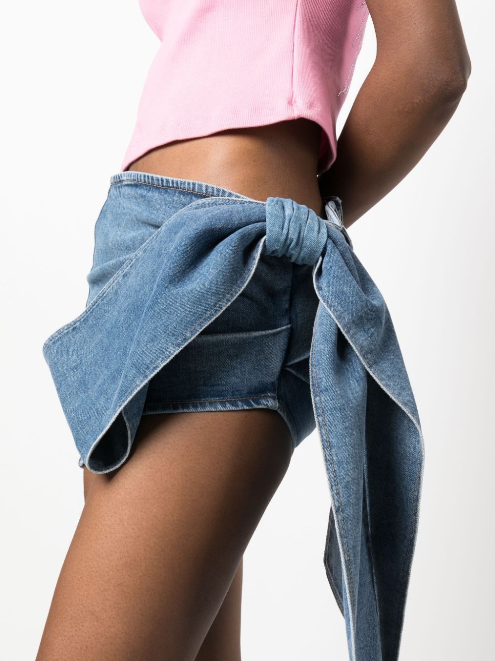 oversize-bow denim miniskirt - 5