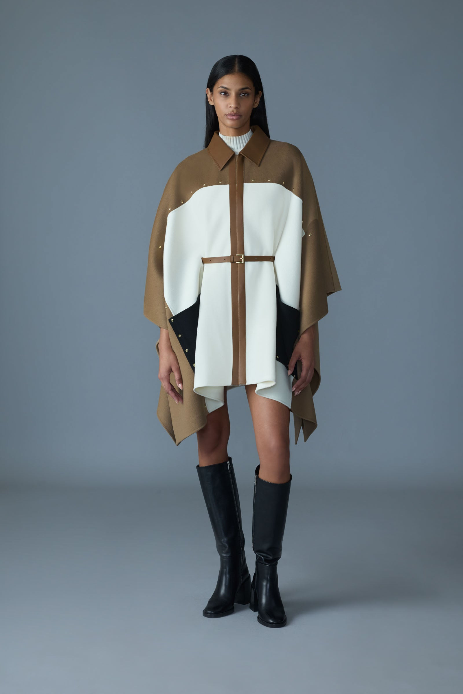 MOLY Studded Wool Cape Jacket - 3