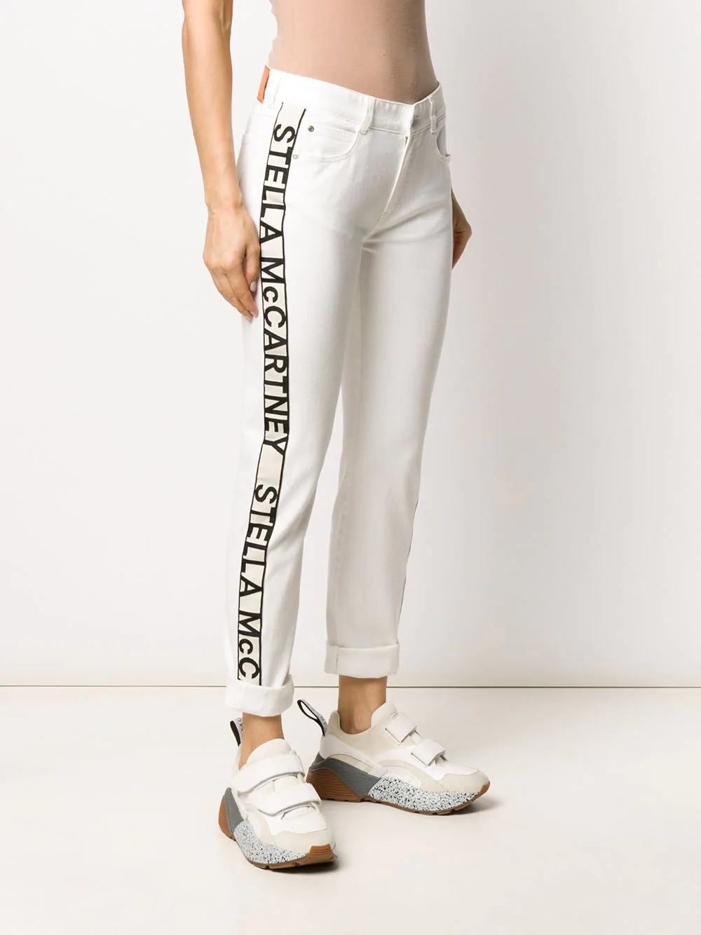 logo tape skinny jeans - 3