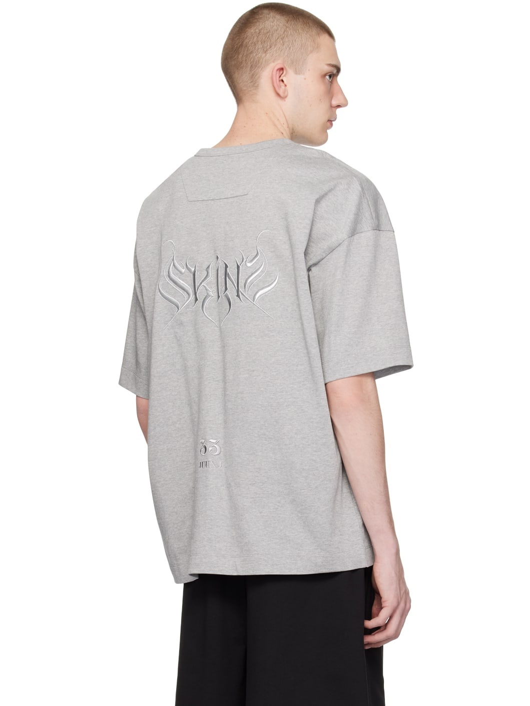 Gray Embroidered T-Shirt - 3