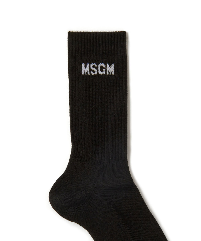 MSGM Solid color cotton socks with MSGM logo outlook