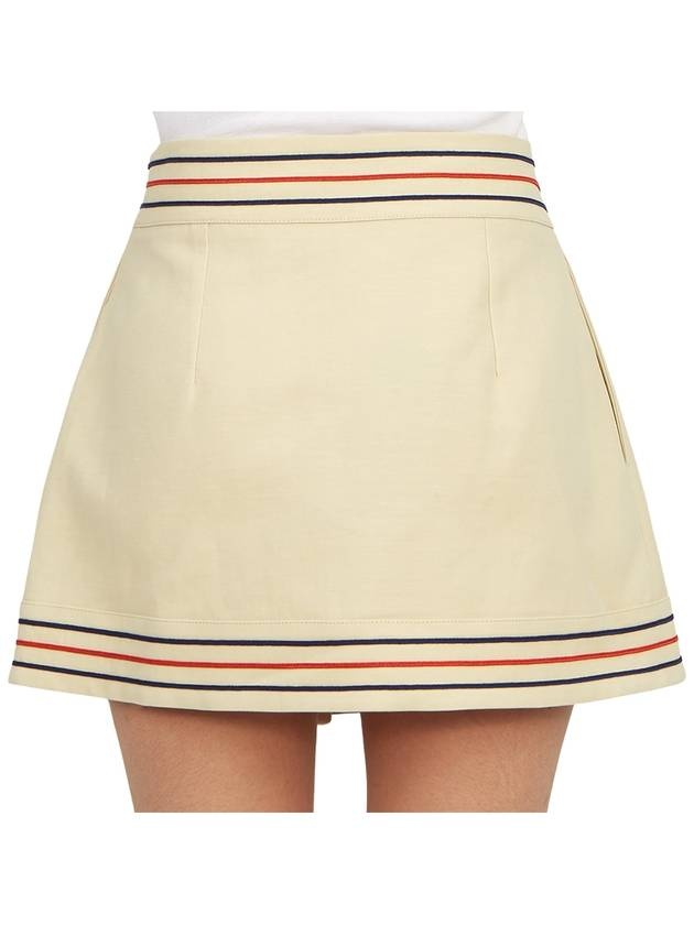 GUCCI Cotton Linen Short A-Line Skirt Ivory | balaan