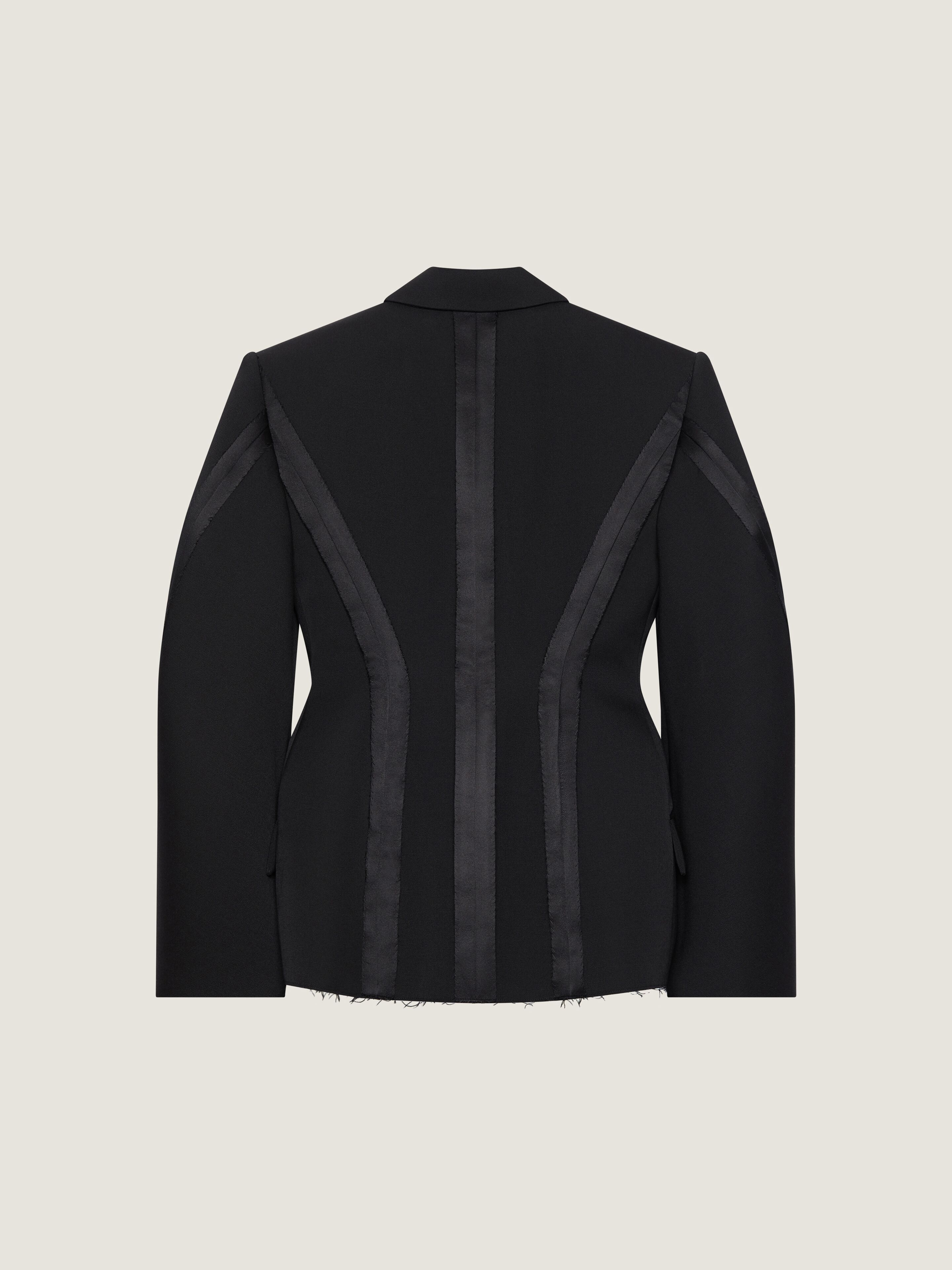 DOUBLE-BREASTED COCOON JACKET IN WOOL WITH INSIDE-OUT DETAIL - 4