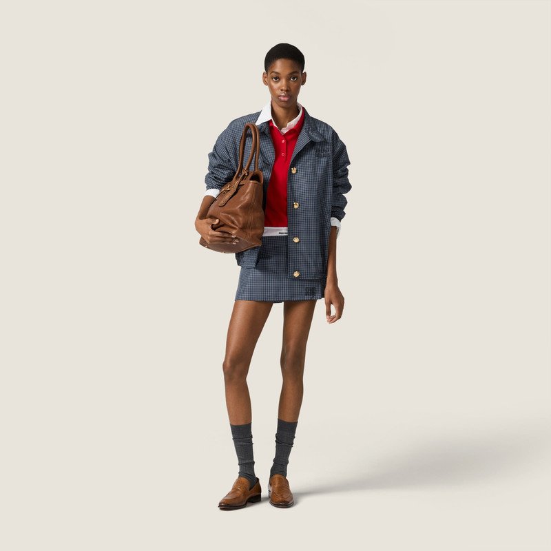 Miu Miu Checked technical fabric blouson jacket outlook