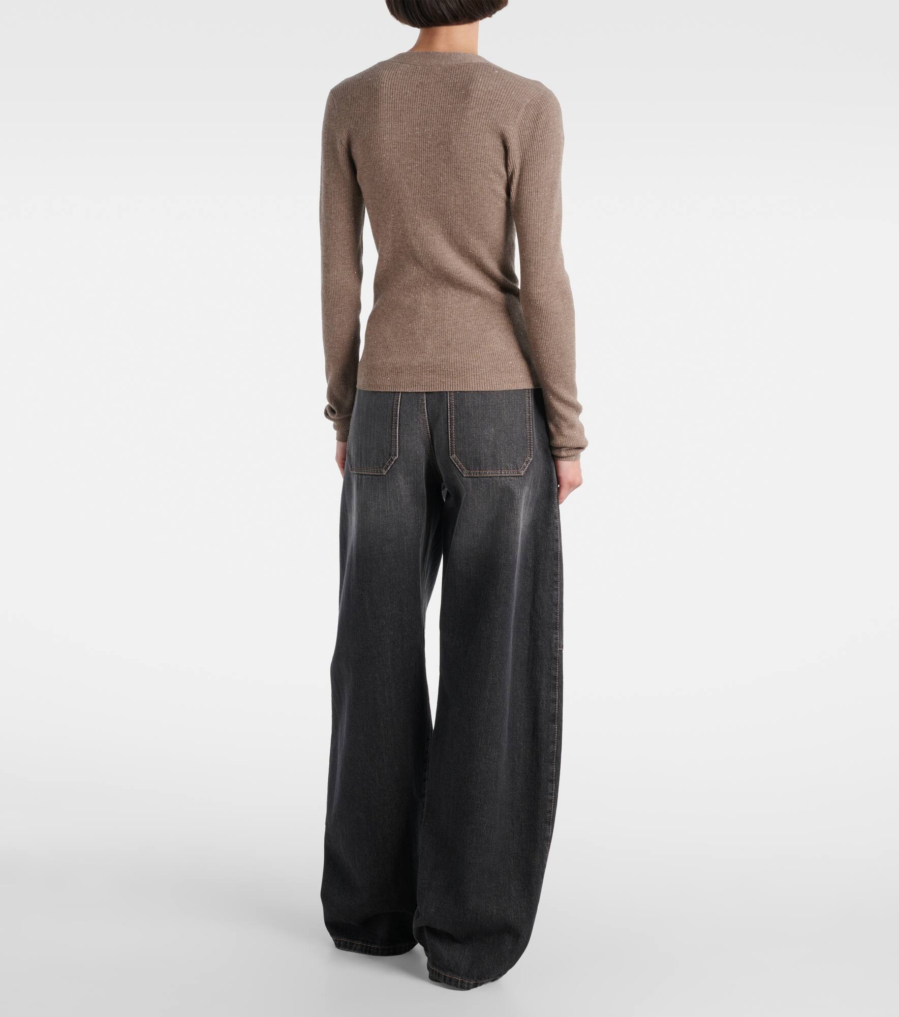 Ribbed-knit lamé cardigan - 3