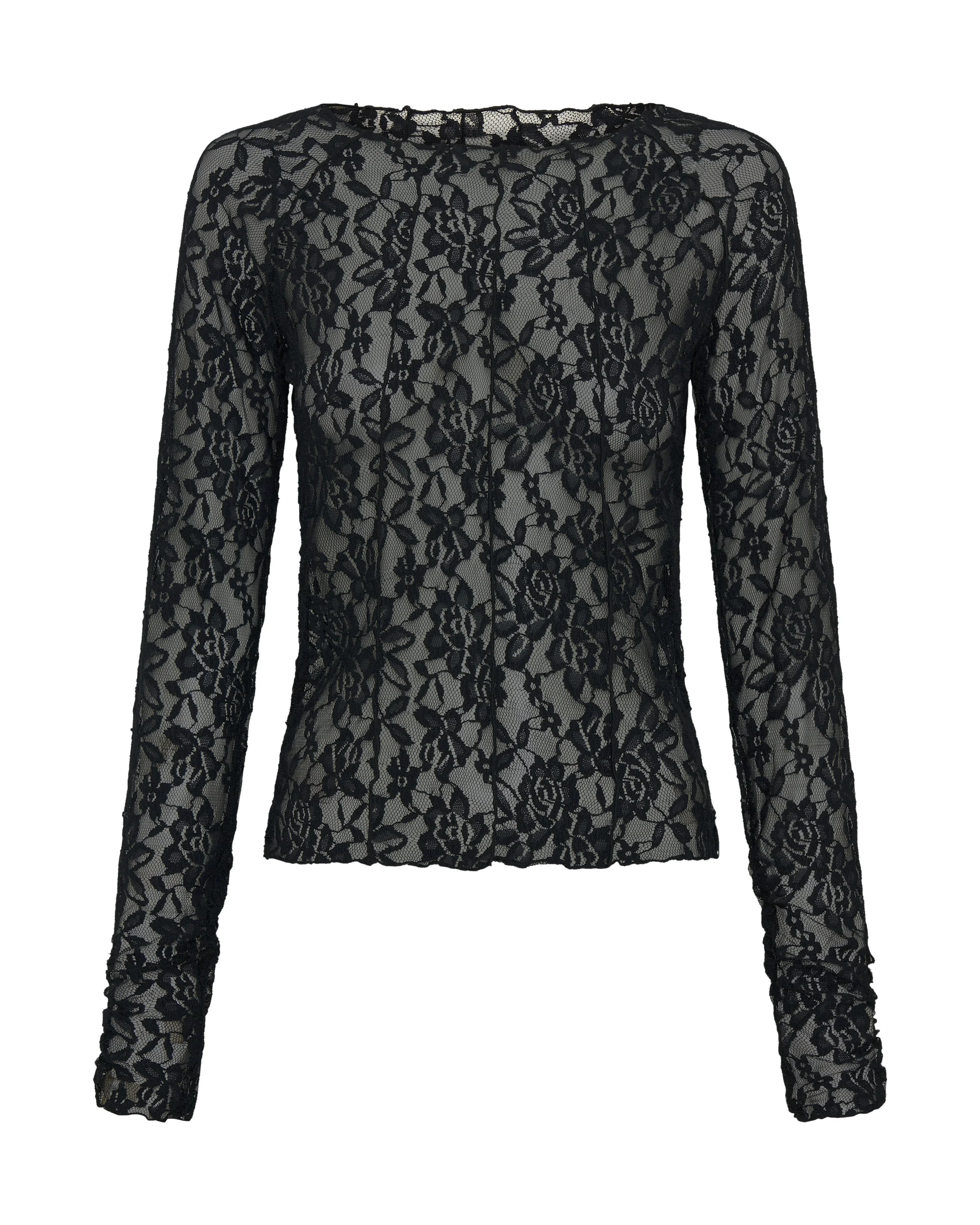 Wednesday Lace Long Sleeve Top - Black - 1