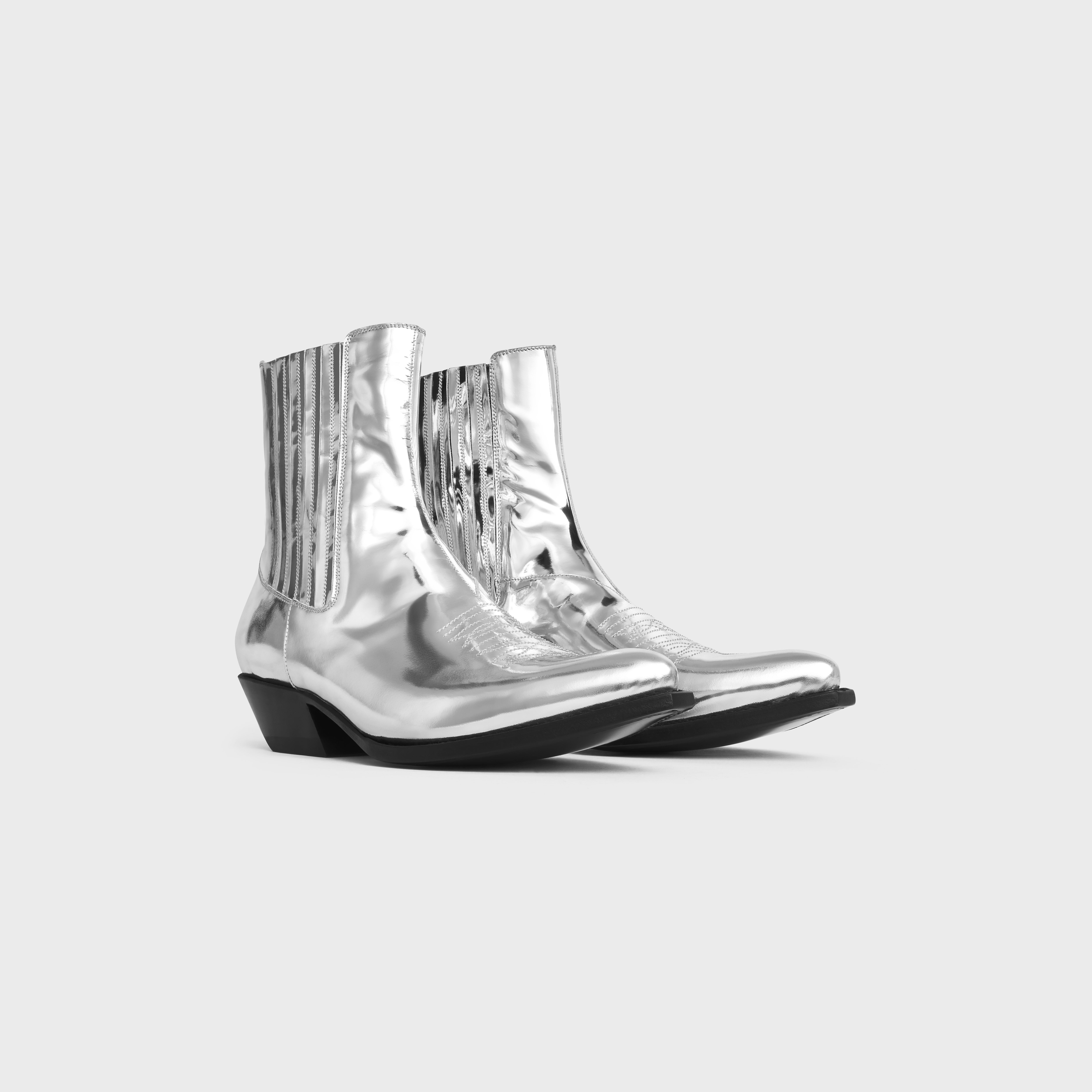 CELINE CRUISER CHELSEA BOOTS in MIRROR METALLIC CALFSKIN - 2