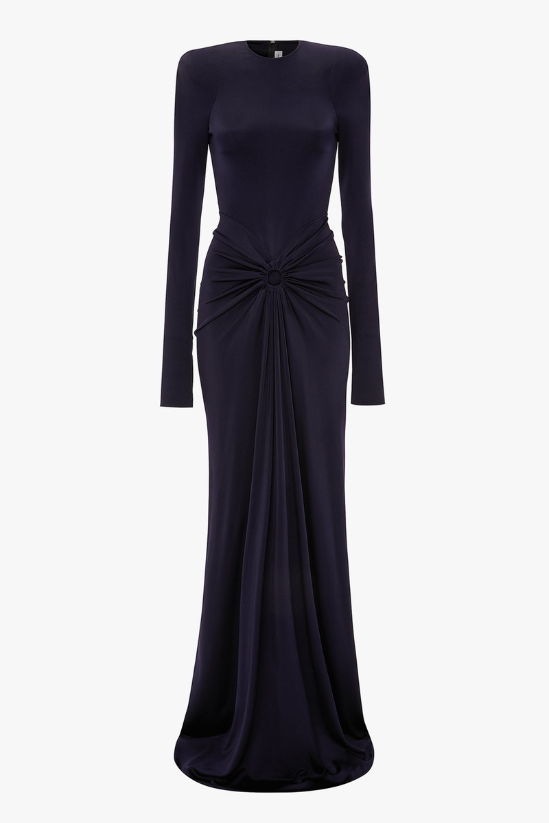 Victoria Beckham Circle Detail Closed Back Gown In Blackberry -  1225WDR006401A-Blackberry-4 | REVERSIBLE