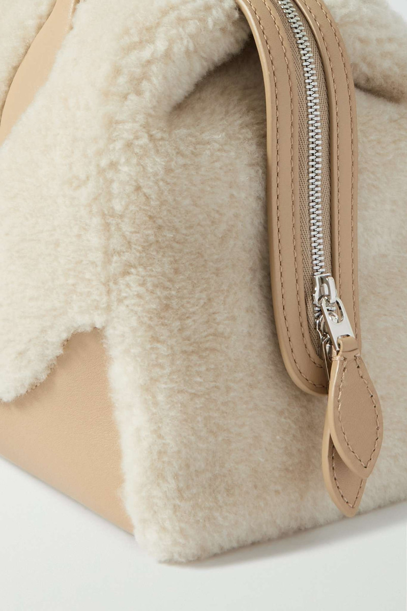 Happy Day micro leather and cashmere and silk-blend fleece tote 4