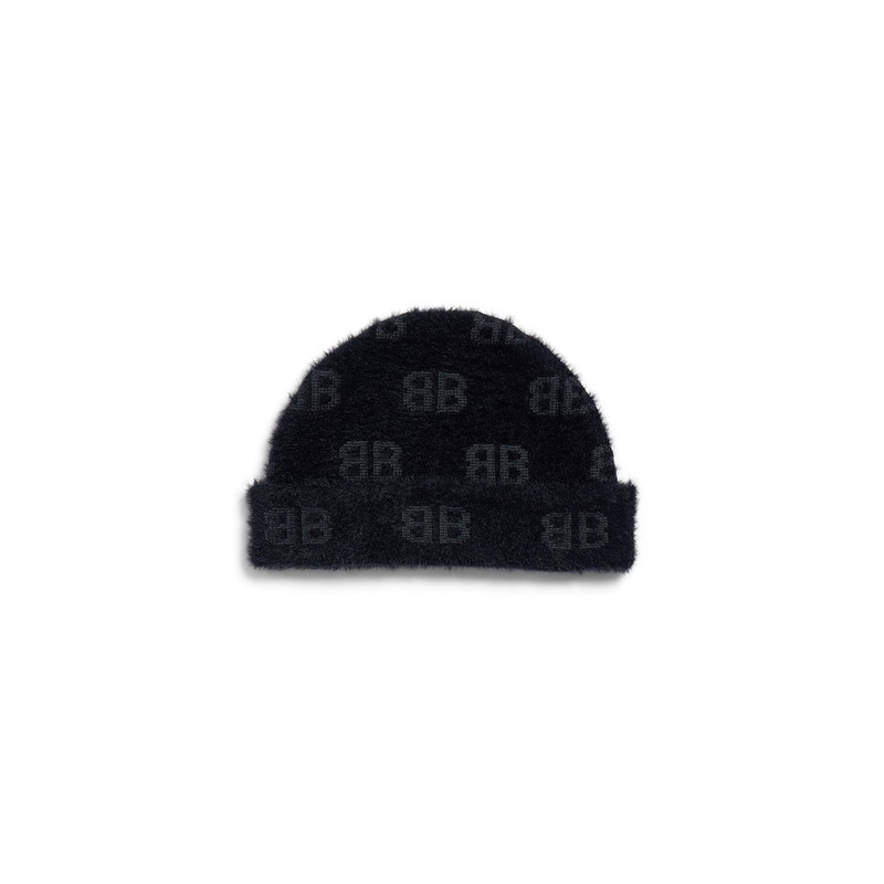 BALENCIAGA Women's Furry Beanie in Black outlook