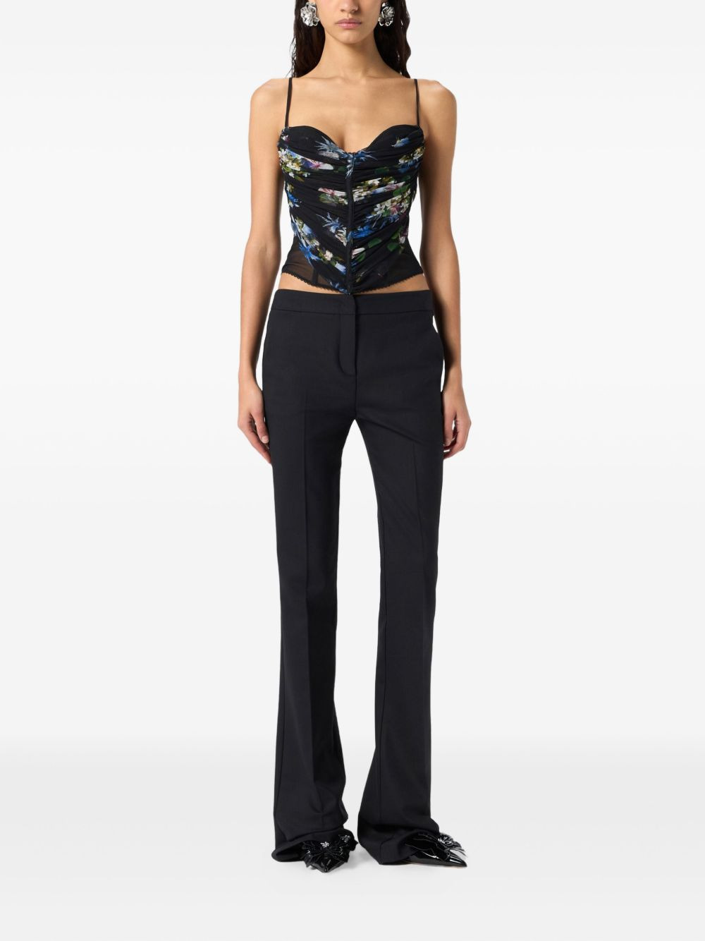 floral-print ruched top - 2
