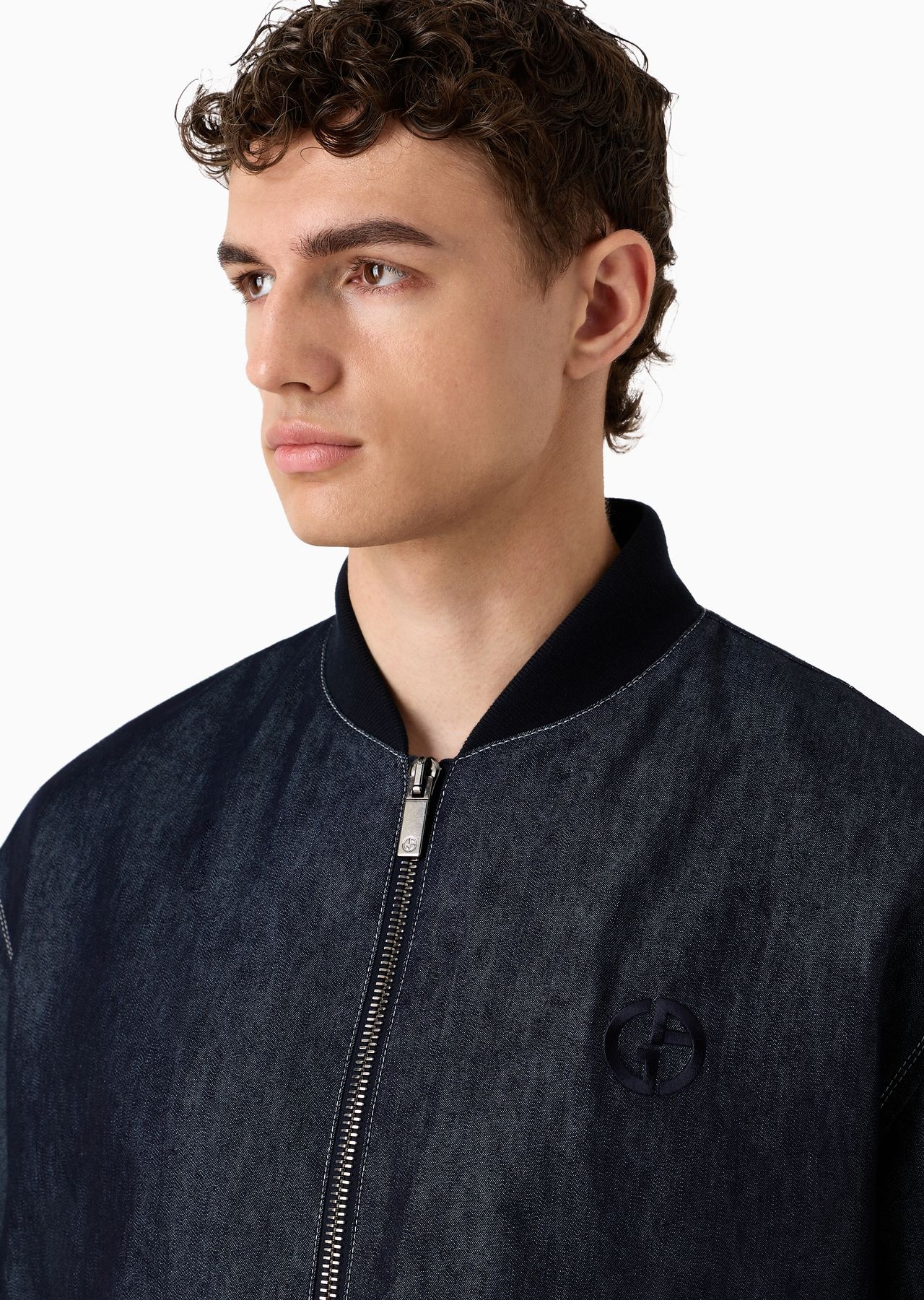 Denim Collection cotton denim and silk blouson - 5