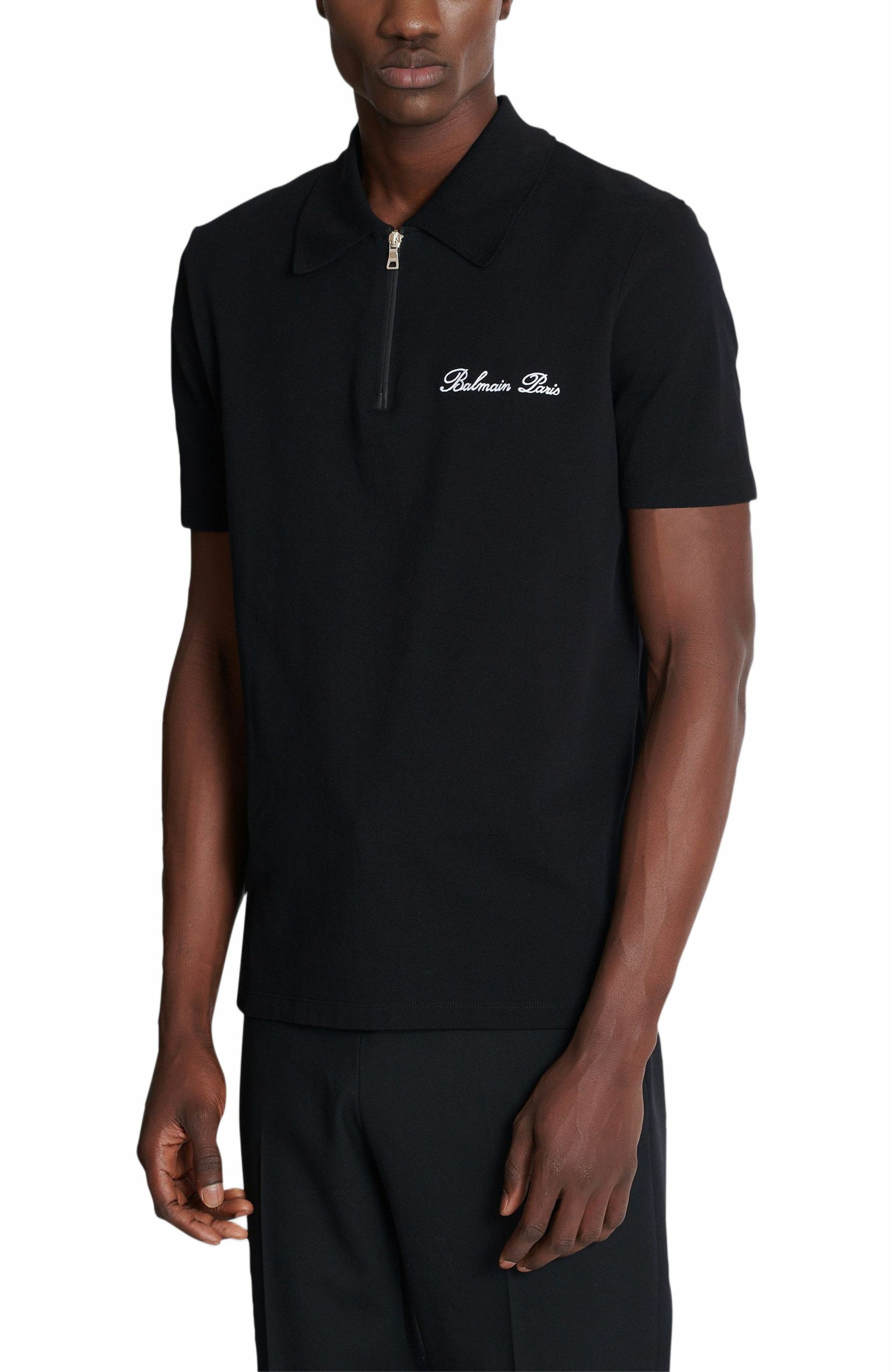 Balmain Short-sleeved polo shirt with embroidery in Black at Nordstrom - 5
