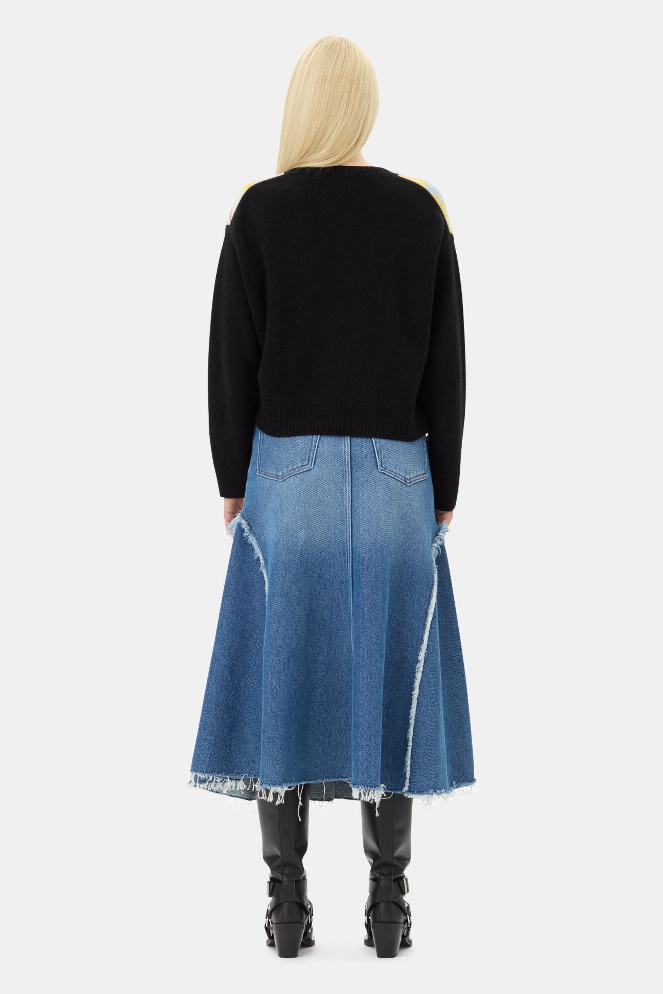 BLUE MIDI SKIRT - 5