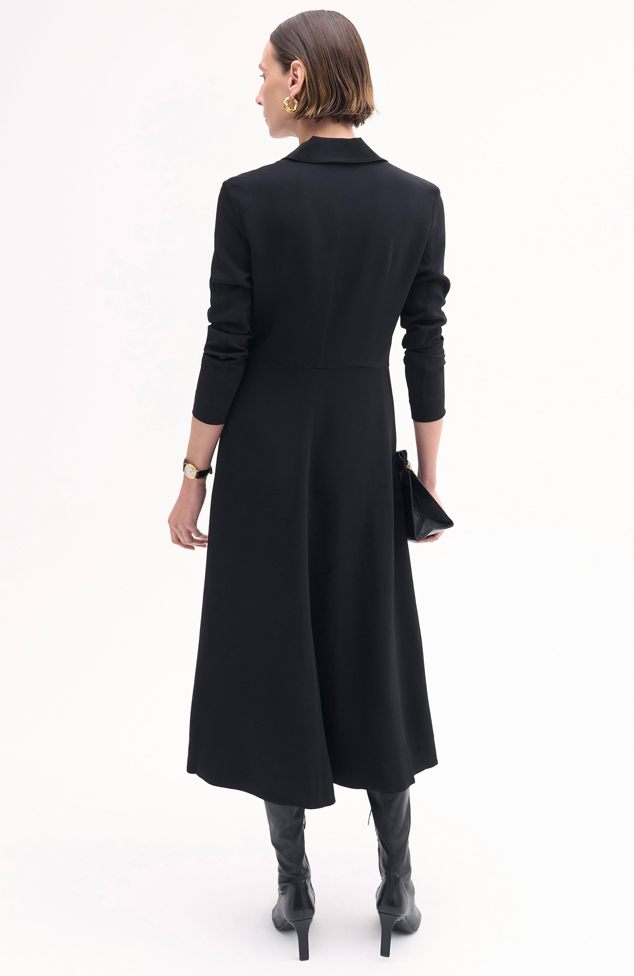 CO Long Sleeve Shirt Dress in Crepe in Black at Nordstrom - 2