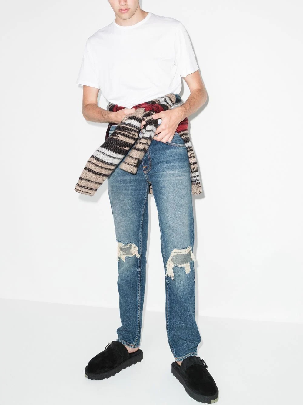 ripped-finish straight-leg jeans - 2