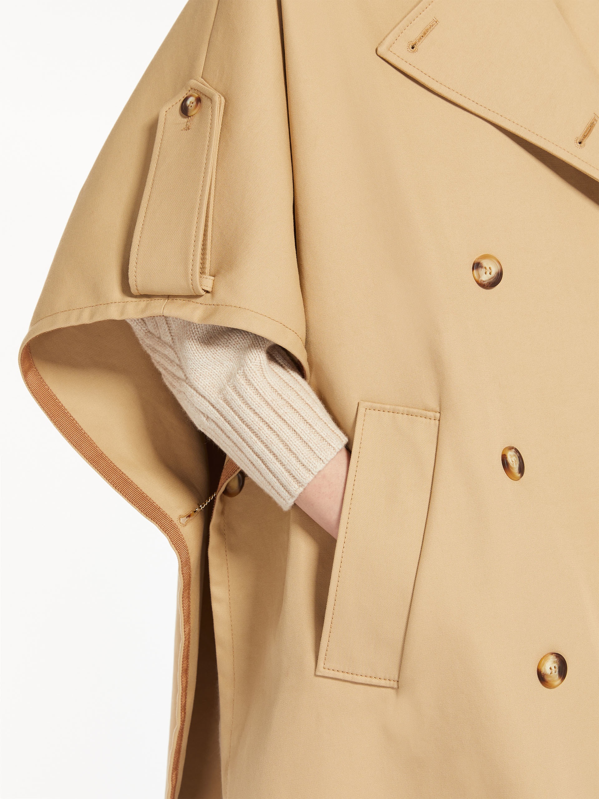 PERNICE Double-breasted cape in water-resistant cotton - 5