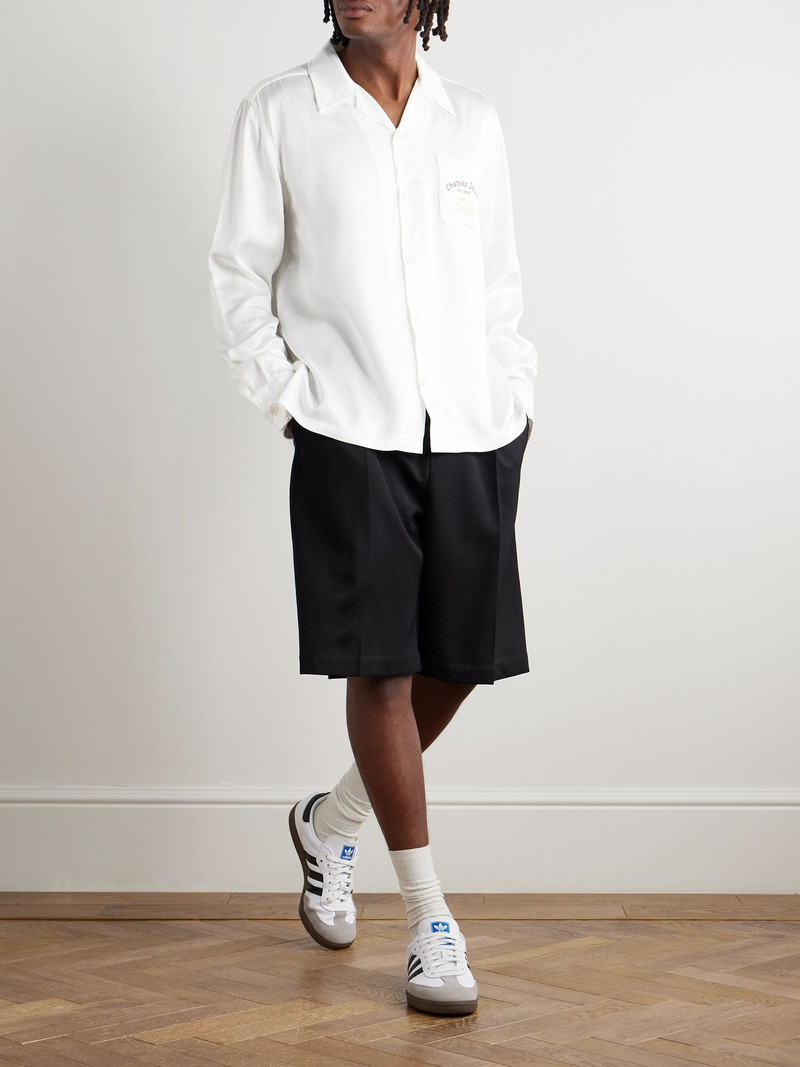 GALLERY DEPT. Omar Camp-Collar Logo-Embroidered Cotton-Satin Shirt White outlook