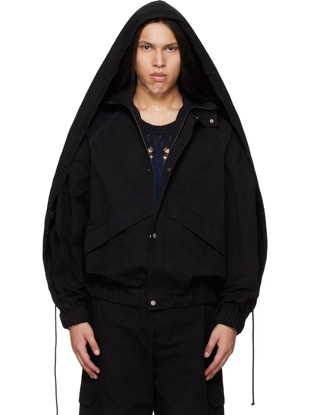 Black Back Fold Track Jacket - 1