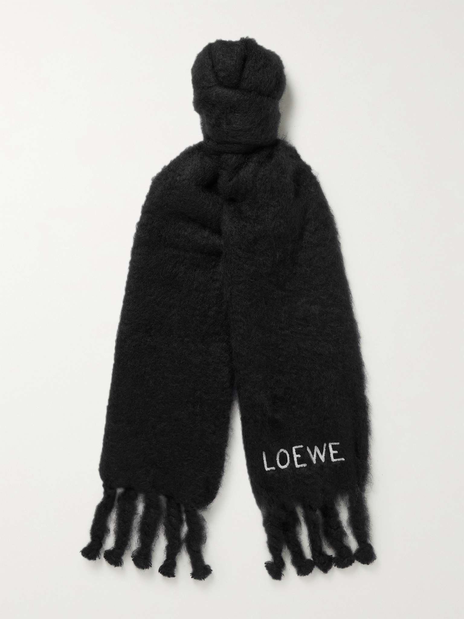 Oversized Logo-Embroidered Mohair-Blend Scarf - 1