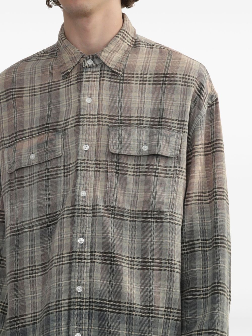 gradient-check cotton shirt - 5