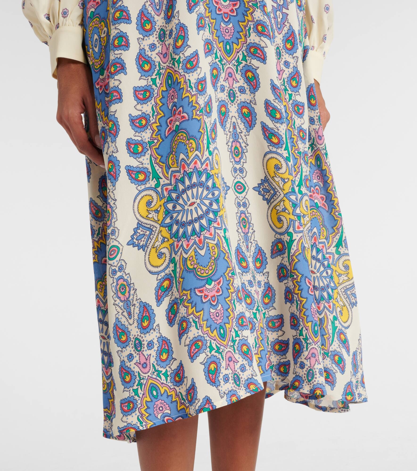 Paisley crêpe de chine midi dress - 5