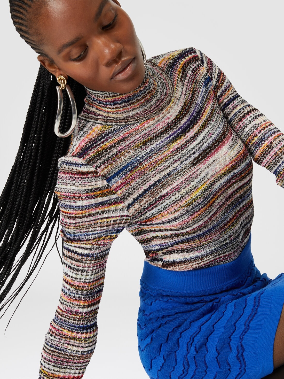 Tone-on-tone zigzag miniskirt - 4