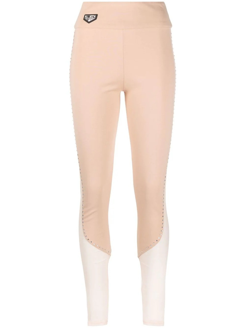 stud-detail sheer-paneling leggings 1