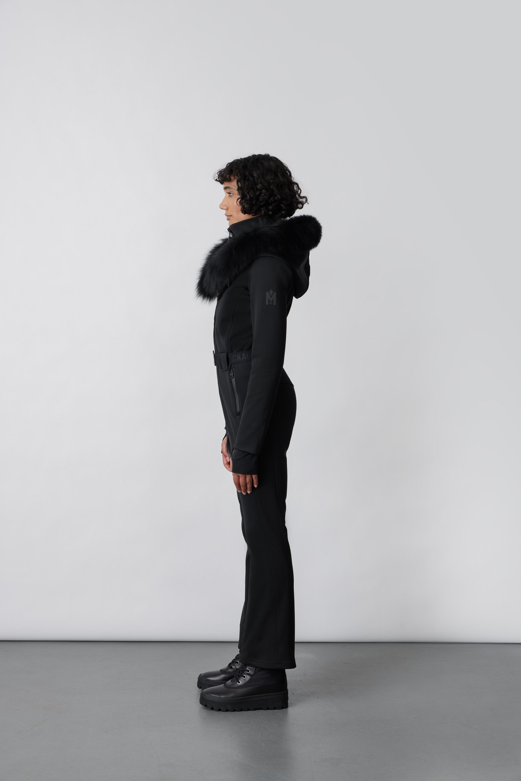 ELLE-Z Techno fleece ski suit with removable hood and fur trim - 3