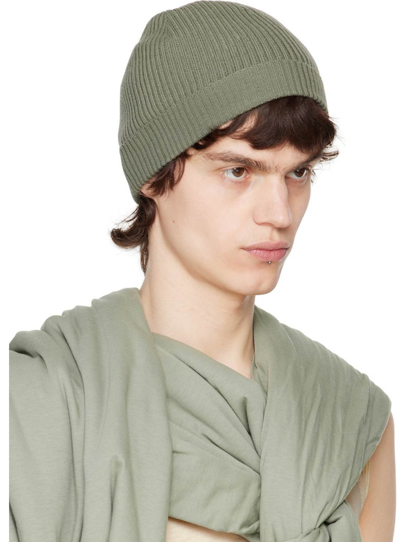 Rick Owens Green Hollywood Ribbed Beanie outlook